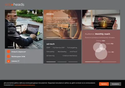 Снимок главной страницы ads-heads.ru