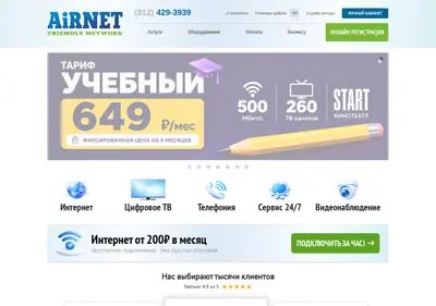 Снимок главной страницы airnet.ru