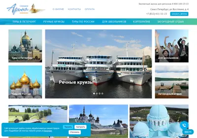 Снимок главной страницы arina-tour.ru