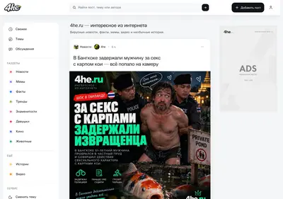 Снимок главной страницы 4he.ru