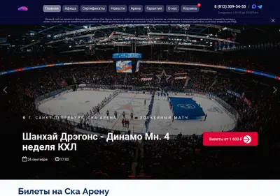 Снимок главной страницы arenaska-ticket.ru