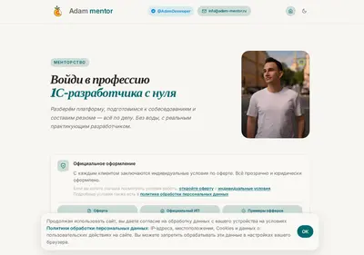 Снимок главной страницы adam-mentor.ru