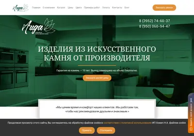 Снимок главной страницы aida38.ru