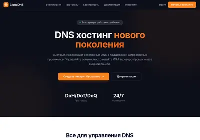 Снимок главной страницы clouddns.ru