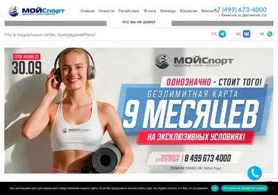 Снимок главной страницы moysport.su
