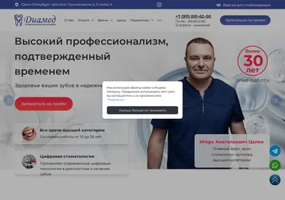 Снимок главной страницы diamed.spb.ru