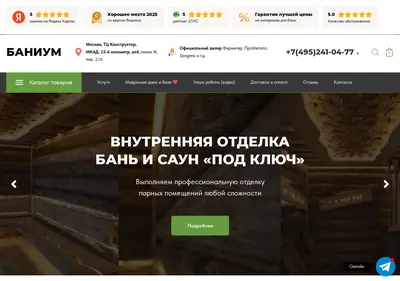 Снимок главной страницы banium.ru