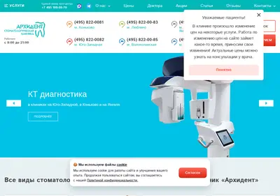 Снимок главной страницы archident.ru