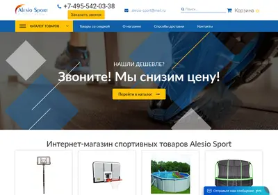 Снимок главной страницы alesio-sport.ru