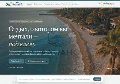 Снимок главной страницы alianotour.ru