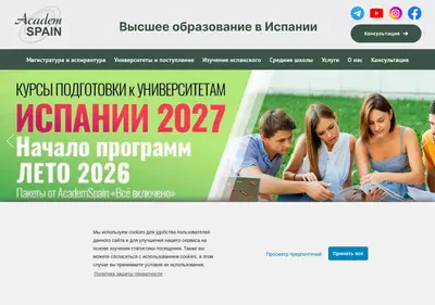 Снимок главной страницы academspain.ru