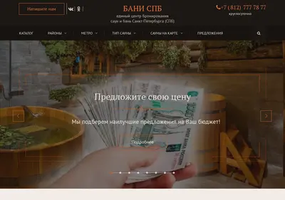 Снимок главной страницы banyspb.ru