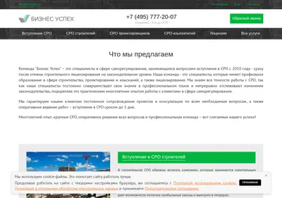 Снимок главной страницы buspekh.ru
