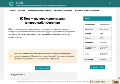 Снимок главной страницы icsee.su
