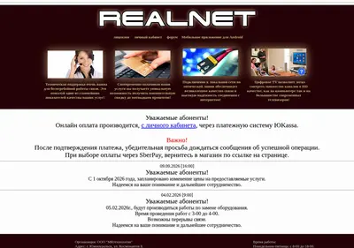 Снимок главной страницы realnet.su