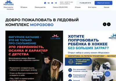 Снимок главной страницы arenamorozovo.ru