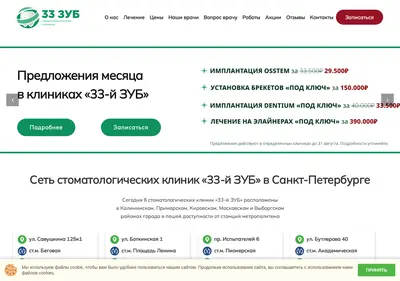 Снимок главной страницы 33zub.ru