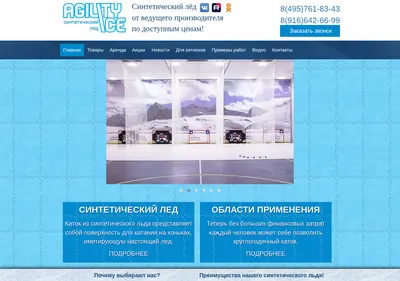Снимок главной страницы agilityice.ru