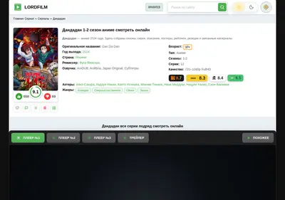 Снимок главной страницы anime-dandadan-lordfilm.ru