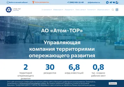 Снимок главной страницы atomtor.ru