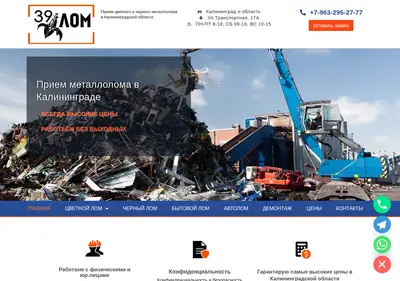 Снимок главной страницы 39lom.ru