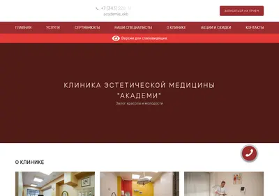 Снимок главной страницы academie-ekb.ru