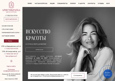 Снимок главной страницы aristokratkaspb.ru