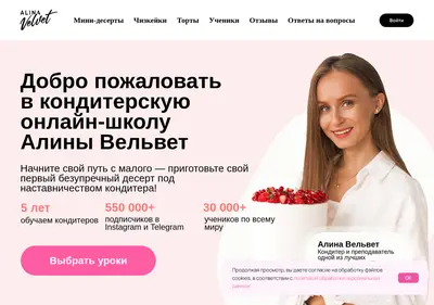 Снимок главной страницы alinavelvet.ru