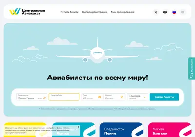 Снимок главной страницы centralaviakassa.ru