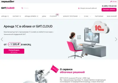 Снимок главной страницы 1bitcloud.ru
