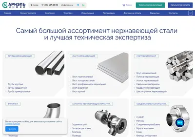 Снимок главной страницы arielinox.ru
