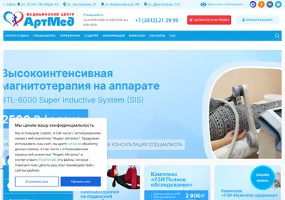 Снимок главной страницы artmed55.ru