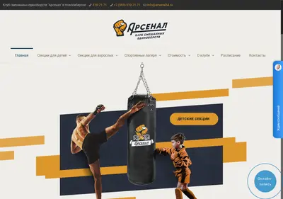 Снимок главной страницы arsenal54.ru