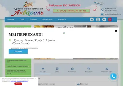 Снимок главной страницы akvareltula.ru