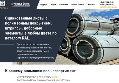 Снимок главной страницы centrezinc.ru