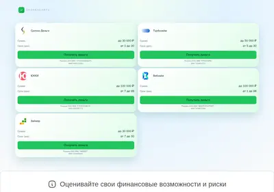 Снимок главной страницы cashnacartu.ru