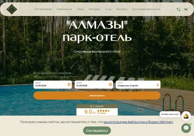 Снимок главной страницы almazyparkotel.ru