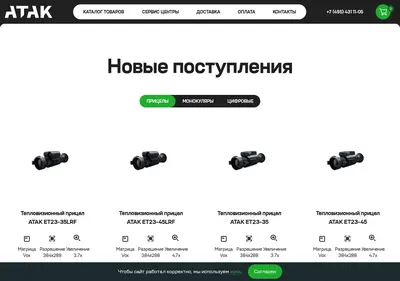 Снимок главной страницы atak-vision.ru
