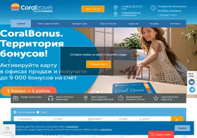 Снимок главной страницы arinatour.ru