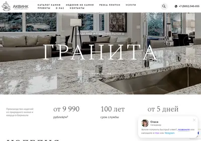 Снимок главной страницы akvink.ru