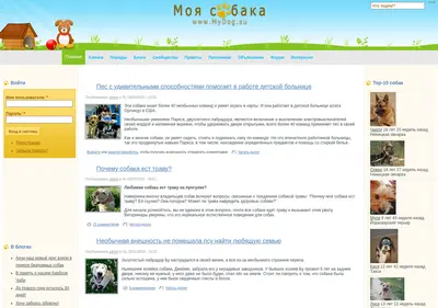 Снимок главной страницы mydog.su