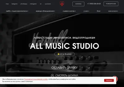 Снимок главной страницы allmusic-studio.ru
