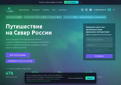 Снимок главной страницы auroratrip.ru