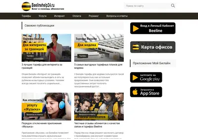 Снимок главной страницы beelinehelp24.ru