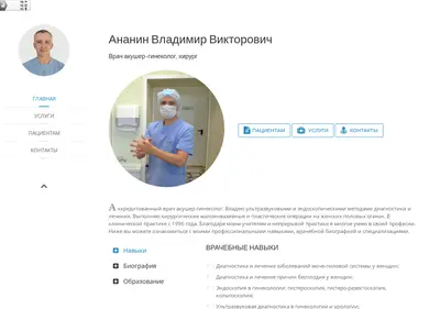 Снимок главной страницы ananinv.ru