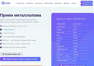Снимок главной страницы elom.su