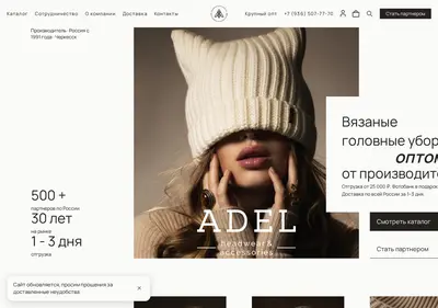 Снимок главной страницы adel-hat.ru
