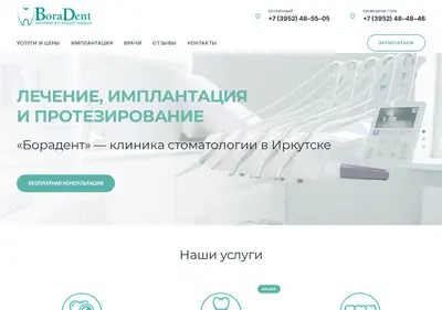 Снимок главной страницы boradent.ru