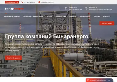 Снимок главной страницы binarenergo.ru