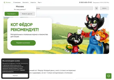 Снимок главной страницы catfedor.ru